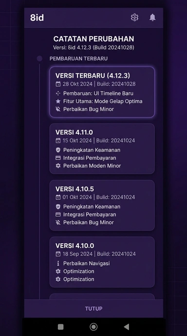Tampilan riwayat versi 8id