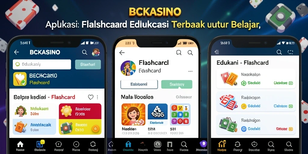 Antarmuka pengguna BCKASINO yang menarik dan interaktif untuk belajar Flashcard.