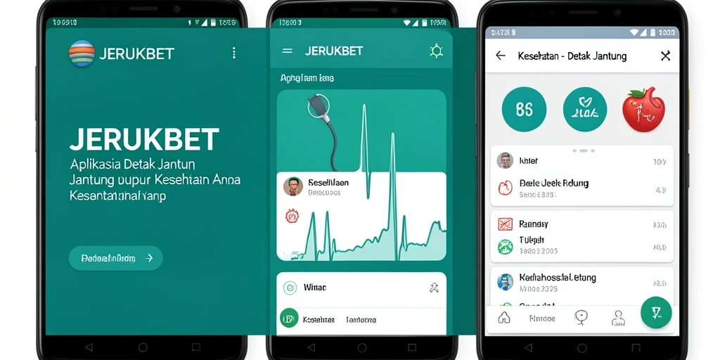 Antarmuka aplikasi JERUKBET menampilkan pemantauan detak jantung secara real-time.