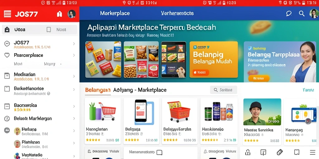 Antarmuka aplikasi JOS77 yang user-friendly untuk berbelanja.