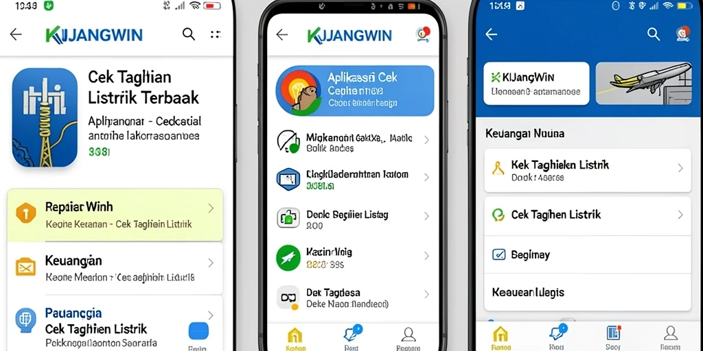 Antarmuka KIJANGWIN menunjukkan fungsi cek tagihan listrik.