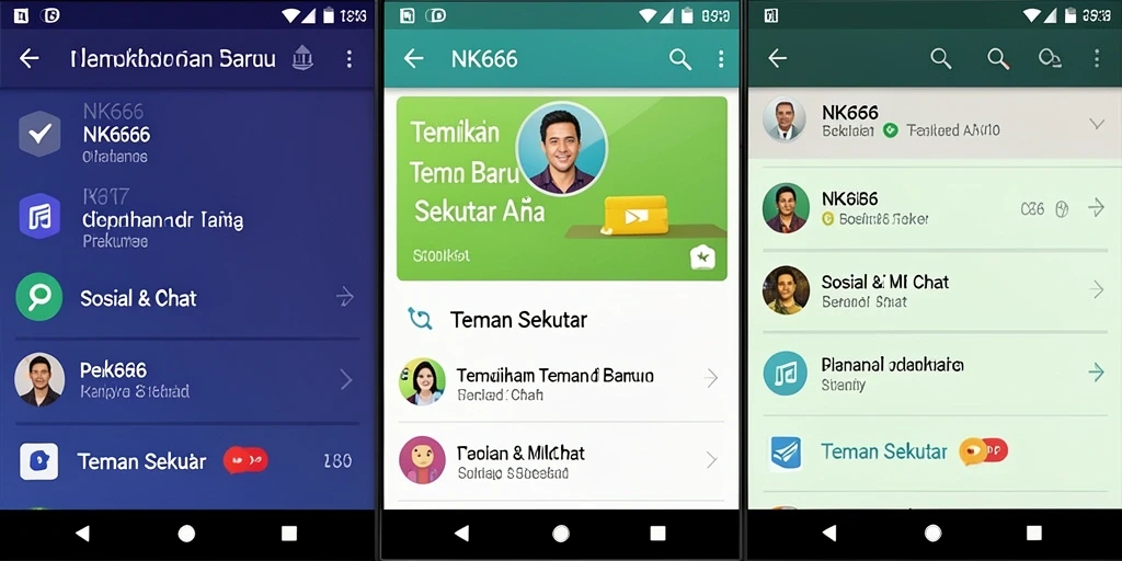 Tampilan antarmuka NK666 untuk mencari teman di sekitar.
